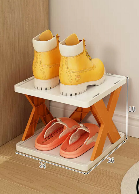 Hot selling simple shoe rack for home use ([Detachable two-layer model] Vibrant Orange 26*24*16cm)