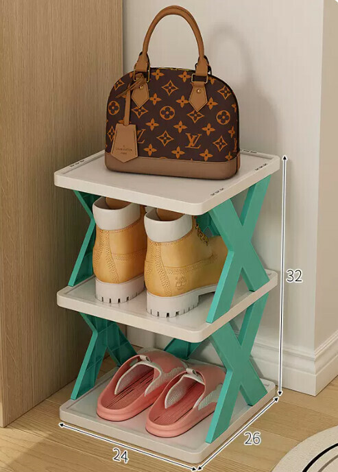 Hot selling simple shoe rack for home use ([Detachable three-layer model] Nordic blue 26*24*32cm)