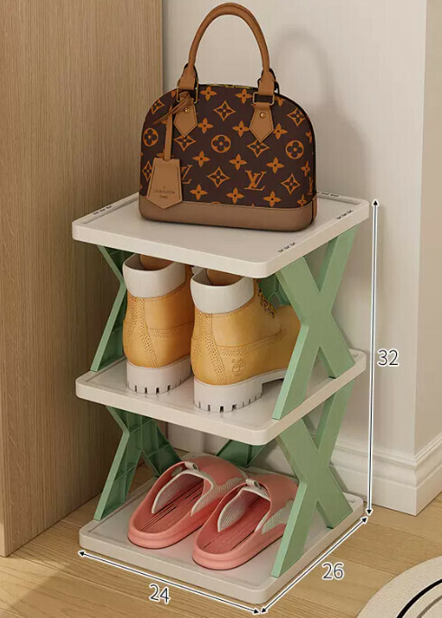 Hot selling simple shoe rack for home use ([Detachable three-layer model] Nordic green 26*24*32cm)