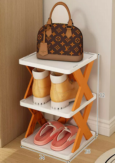 Hot selling simple shoe rack for home use ([Detachable three-layer model] Vibrant Orange 26*24*32cm)