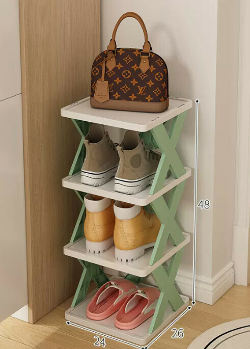Hot selling simple shoe rack for home use ([Detachable four-layer model] Nordic green 26*24*48cm)