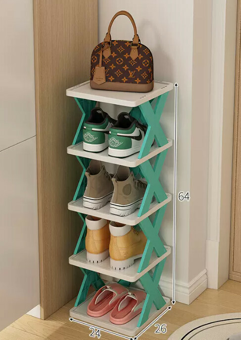 Hot selling simple shoe rack for home use ([Detachable five-layer model] Nordic blue 26*24*64cm)