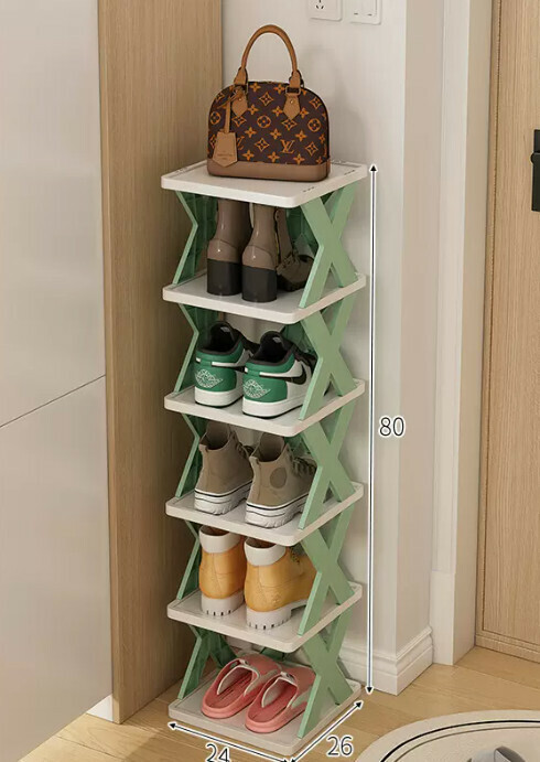 Hot selling simple shoe rack for home use ([Detachable six-layer model] Nordic green 26*24*80cm)