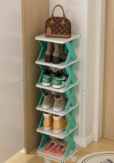 Hot selling simple shoe rack for home use ([Detachable six-layer model] Nordic blue 26*24*80cm)