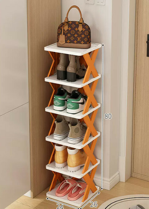 Hot selling simple shoe rack for home use ([Detachable six-layer model] Vibrant Orange 26*24*80cm)