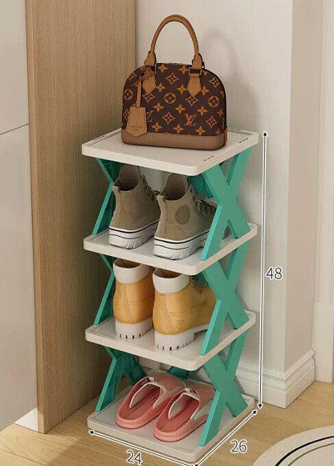 Hot selling simple shoe rack for home use ([Detachable four-layer model] Nordic blue 26*24*48cm)