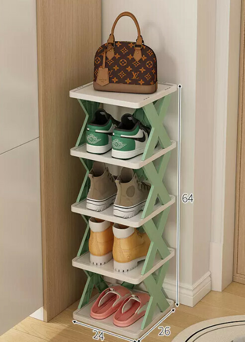 Hot selling simple shoe rack for home use ([Detachable five-layer model] Nordic green 26*24*64cm)