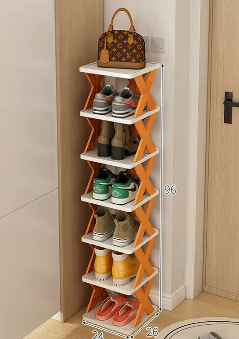 Hot selling simple shoe rack for home use ([Detachable seven-layer model] Vibrant Orange 26*24*96cm)
