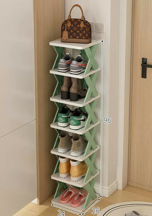 Hot selling simple shoe rack for home use ([Detachable seven-layer model] Nordic green 26*24*96cm)