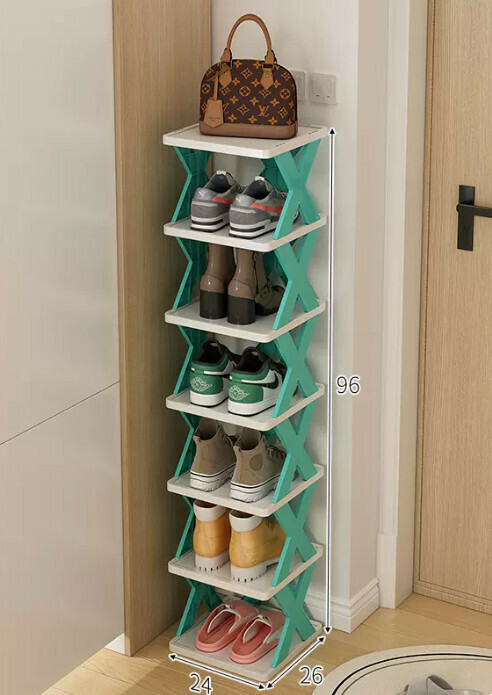 Hot selling simple shoe rack for home use ([Detachable seven-layer model] Nordic blue 26*24*96cm)