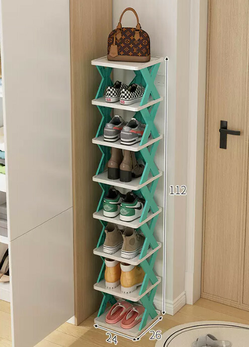 Hot selling simple shoe rack for home use ([Detachable eight-layer model] Nordic blue 26*24*112cm)
