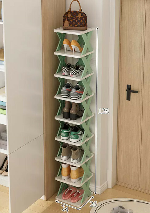 Hot selling simple shoe rack for home use ([Detachable nine-layer model] Nordic green 26*24*128cm)