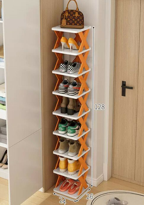 Hot selling simple shoe rack for home use ([Detachable nine-layer model] Vibrant Orange 26*24*128cm)