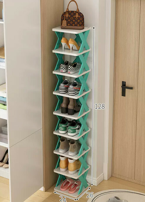 Hot selling simple shoe rack for home use ([Detachable nine-layer model] Nordic blue 26*24*128cm)