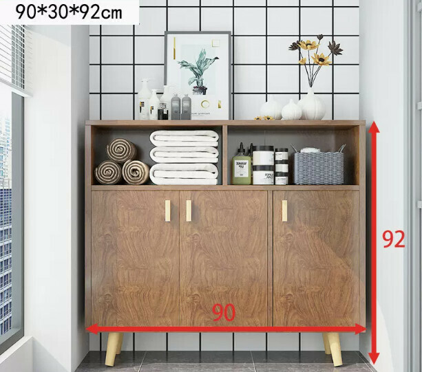 Hot selling Nordic shoe cabinet entrance cabinet (three doors cherry wood color)