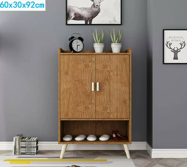 Hot style Nordic shoe cabinet entrance cabinet (cherry wood color 60cm)