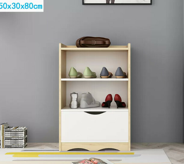 Hot selling Nordic shoe cabinet entrance cabinet (one drawer imitation solid wood color 50cm)