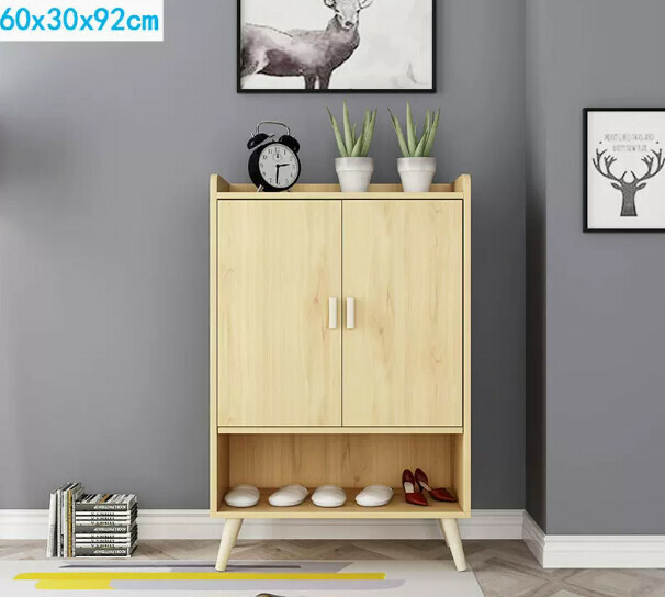 Hot style Nordic shoe cabinet entrance cabinet (imitation solid wood color 60cm)
