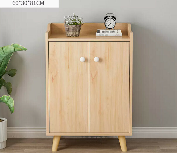 Hot style Nordic shoe cabinet entrance cabinet (double door imitation solid wood color)