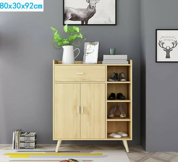 Hot style Nordic shoe cabinet entrance cabinet (imitation solid wood color 80cm)