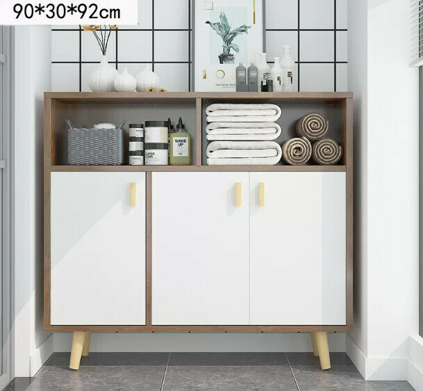 Hot selling Nordic shoe cabinet entrance cabinet (double door cherry wood color)