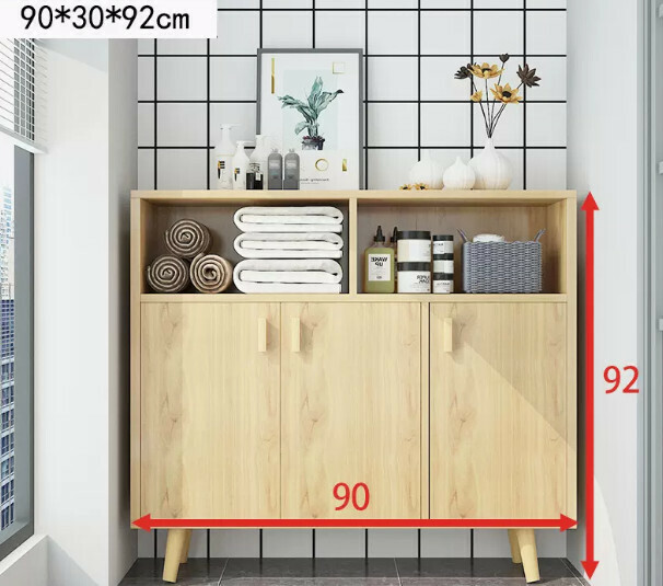 Popular Nordic Shoe Cabinet Entry Cabinet (Three Doors Imitation Solid Wood Color)