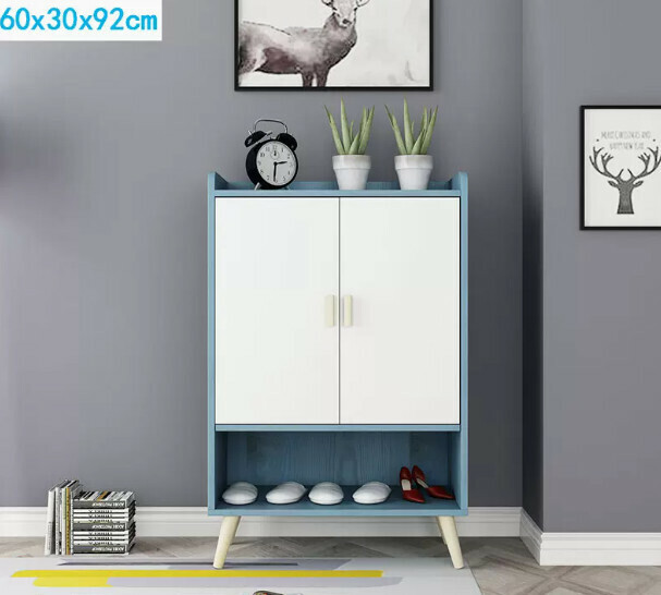 Popular Nordic Shoe Cabinet Entry Cabinet (Blue + White Door 60cm)