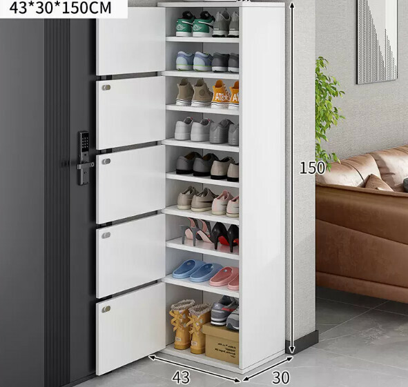 The popular high-standing shoe rack integrated into the wall ([five-door model] [can hold twenty pairs of large-size men's shoes] warm white)