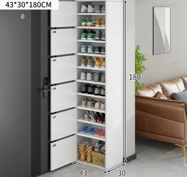 The most popular high-standing shoe rack integrated into the wall ([Six-door model] [Can hold twenty-four pairs of large-size men's shoes] Warm white)