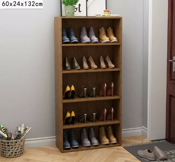 Popular multi-layer shoe rack for simple home use (five-layer widened cherry wood)