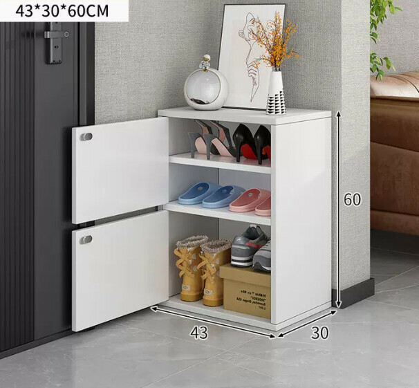 The most popular high-standing shoe rack integrated into the wall ([two-door model] [can hold five pairs of large-size men's shoes] warm white)