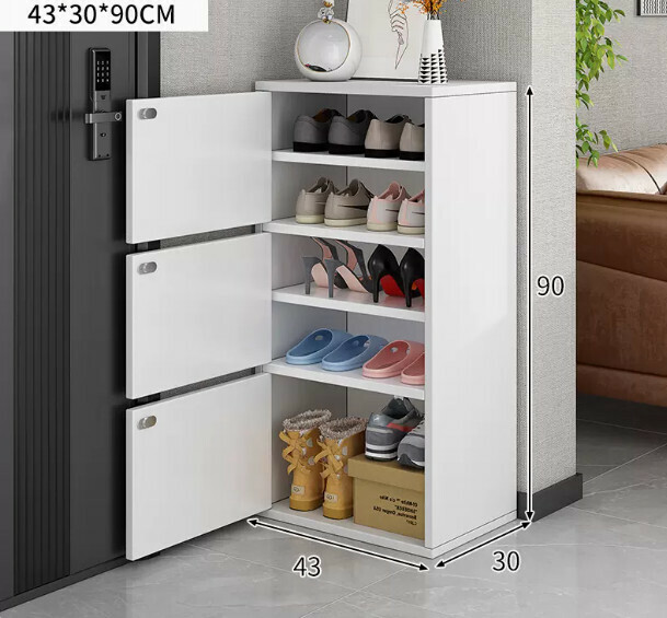 The most popular high-standing shoe rack integrated into the wall ([three-door model] [can hold twelve pairs of large-size men's shoes] warm white)