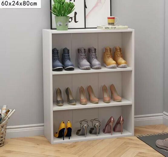 Popular multi-layer shoe rack for simple home use (three layers widened in warm white)