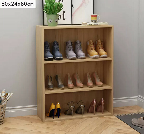 Popular multi-layer shoe rack for simple home use (three layers widened to imitate solid wood color)