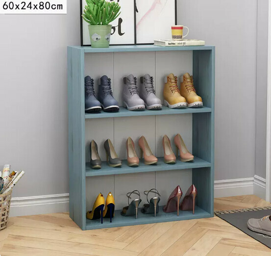 Popular multi-layer shoe rack for simple home use (three layers widened in blue)