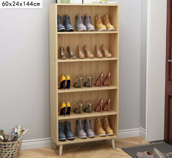 Popular multi-layer shoe rack for simple home use (five layers with wide legs to imitate solid wood color)