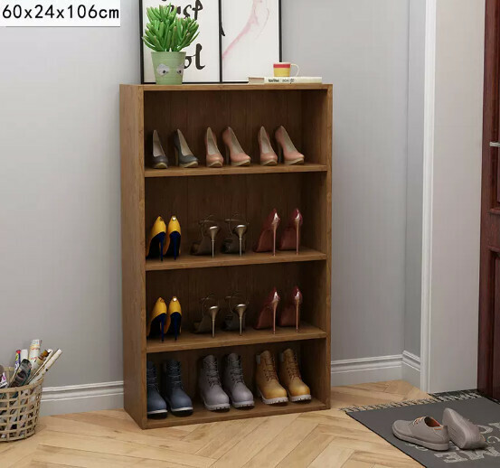 Popular multi-layer shoe rack for simple home use (four layers widened in cherry wood color)