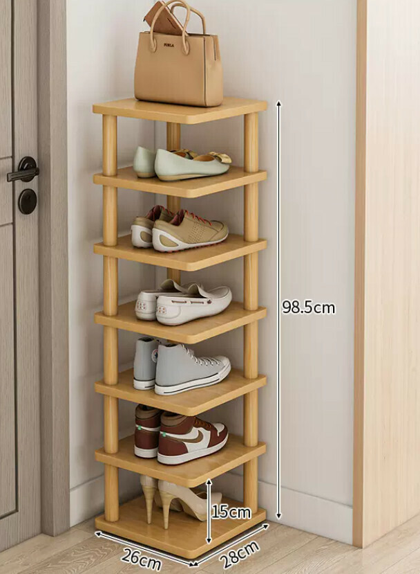 Popular layered partition shoe cabinet ([Beech color seven layers] 28*26*98.5CM)