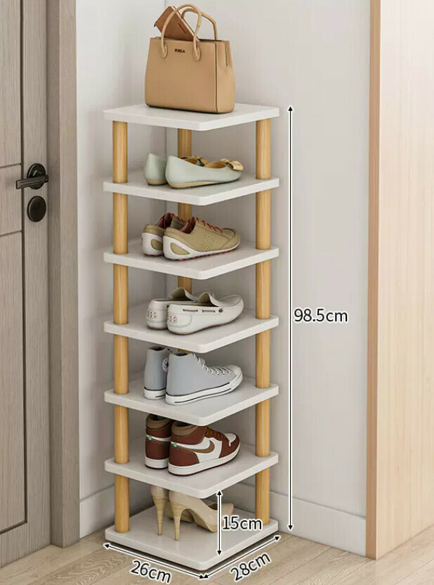 Popular layered partition shoe cabinet ([warm white seven layers] 28*26*98.5CM)