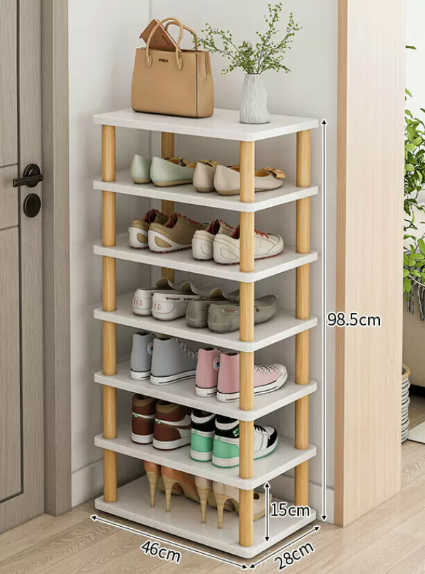 Popular layered partition shoe cabinet ([widened model] [warm white seven layers] 46*28*98.5CM)