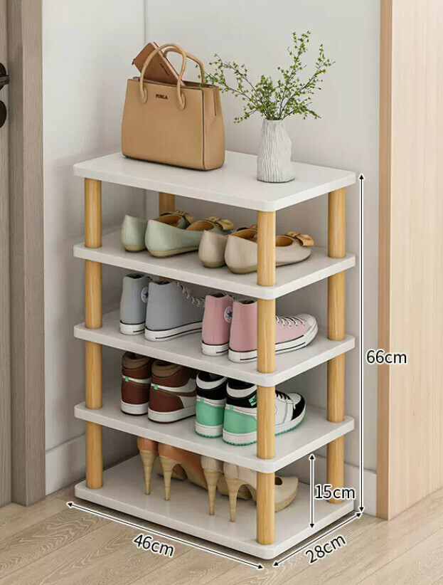 Popular layered partition shoe cabinet ([widened model] [warm white five layers] 46*28*66CM)