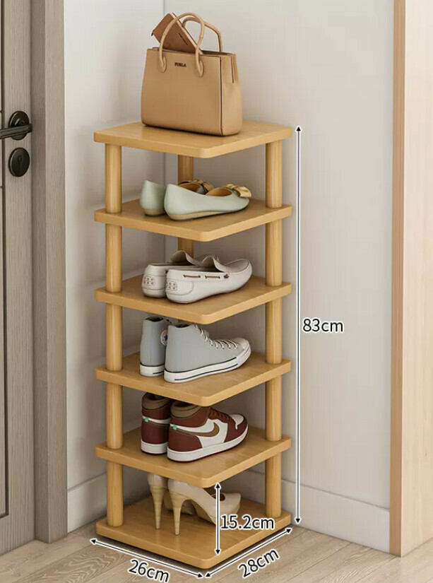 Popular layered partition shoe cabinet ([Beech color six layers] 28*26*83CM)