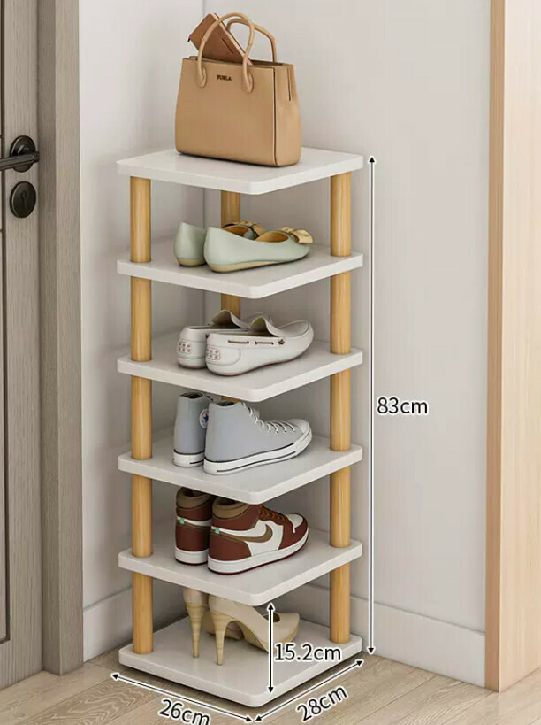 Popular layered partition shoe cabinet ([warm white six layers] 28*26*83CM)