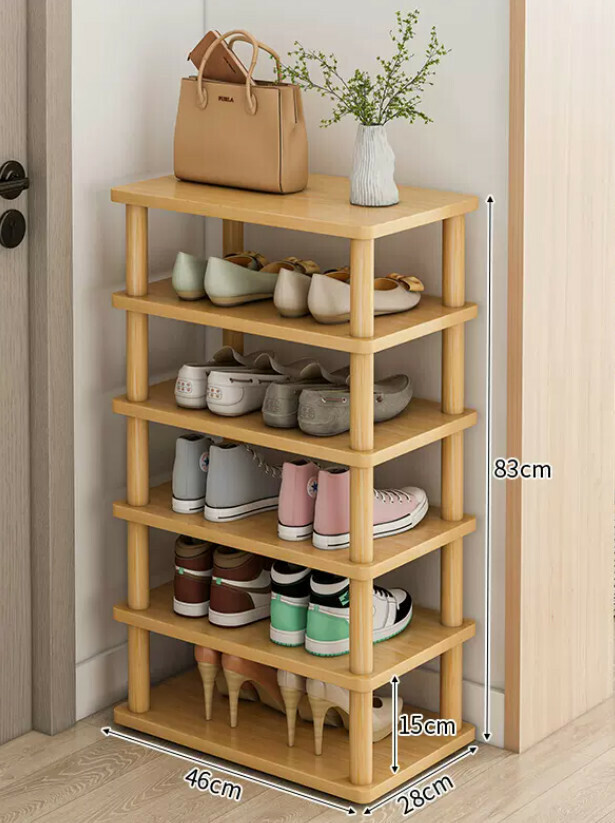 Popular layered partition shoe cabinet ([widened model] [six layers of beech color] 46*28*83CM)