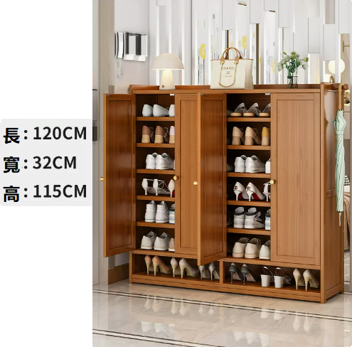 Popular shoe cabinet, brown, four doors, 8 layers [solid door] [32CM deeper, convenient for changing shoes]
