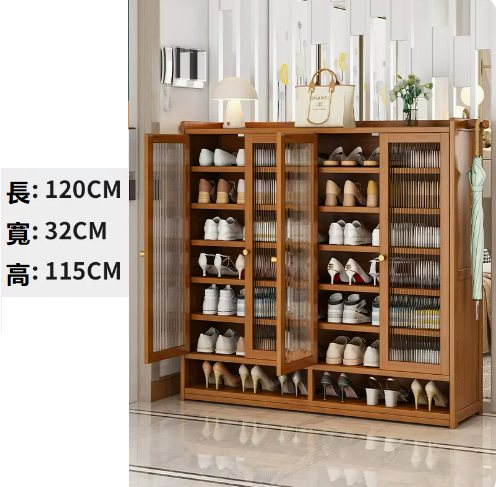Popular shoe cabinet, brown, four doors, 8 layers [Changhong door] [32CM deeper, convenient for changing shoes]