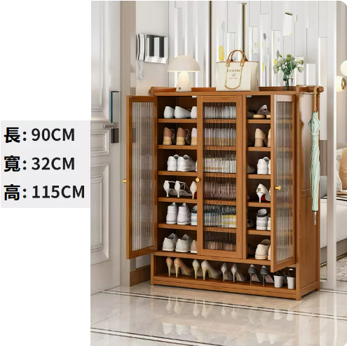 Popular shoe cabinet, brown three doors, 8 layers [Changhong door] [32CM deeper, convenient for changing shoes]