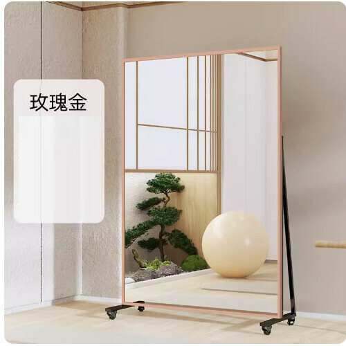Hot selling movable full-body mirror with swivel wheels ([Rose Gold] Height 188* Width 180)