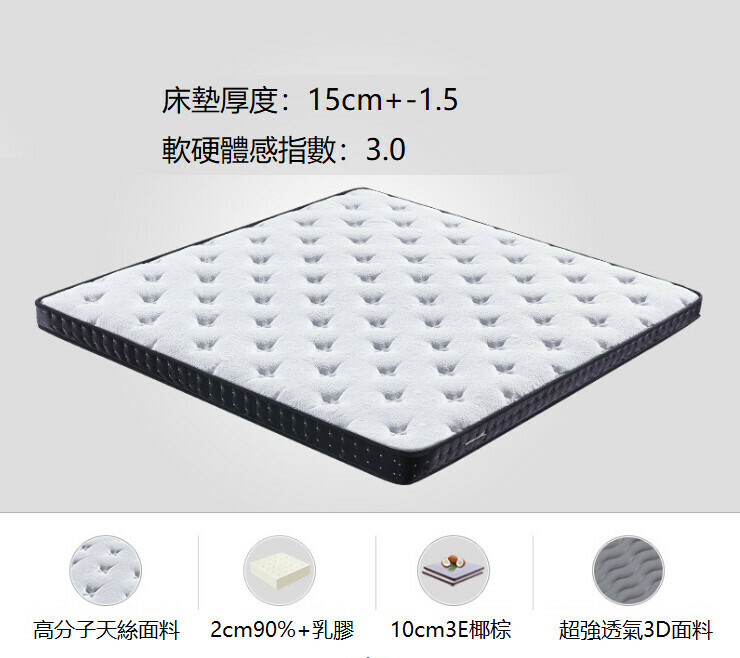 熱賣家用棕墊（15cm厚（10cm3E棕芯+2cm乳膠）1200mm*2000mm）
