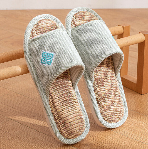 爆款居家棉亞麻拖鞋（綠色）【36-41碼】【下單後聯絡客服確認發貨尺碼】